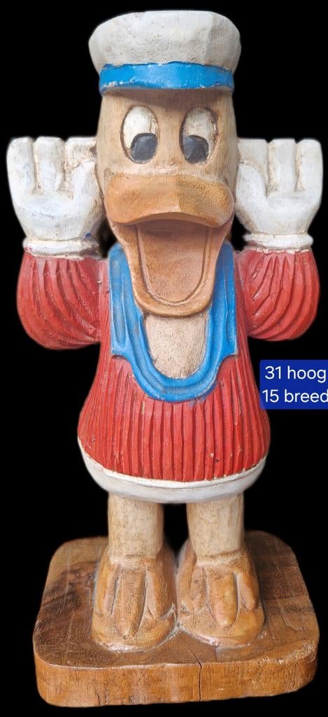 Gave houten vintage Donald Duck, Verzamelen, Disney, Ophalen of Verzenden, Donald Duck, Nieuw, Beeldje of Figuurtje