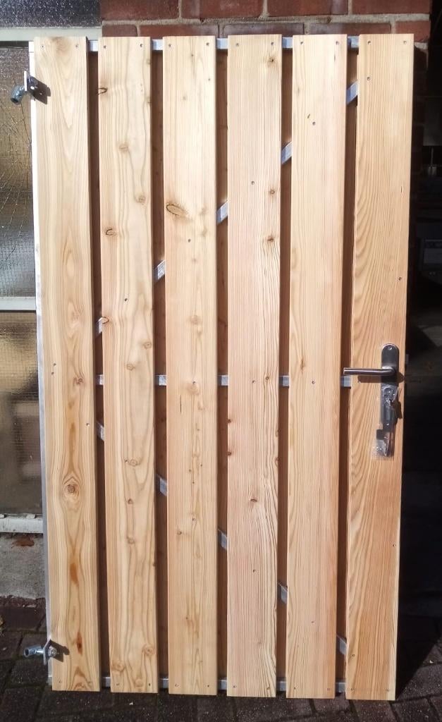 Tuinpoorten Douglas en geimpregneerd grenen op metalen frame, Nieuw, Ophalen of Verzenden, Draaipoort, 150 tot 200 cm