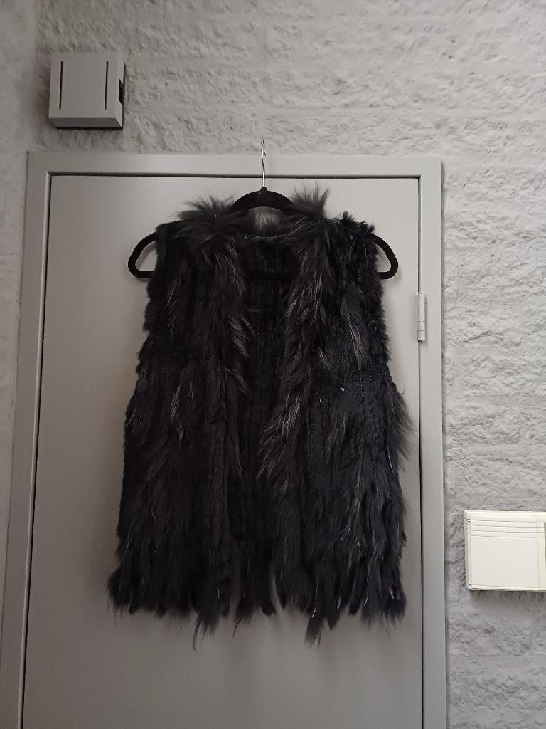 GILET / BODYWARMER ECHT BONT ZWART MAAT M NIEUW, Kleding | Dames, Bodywarmers, Ophalen of Verzenden, Nieuw, Maat 38/40 (M), Zwart