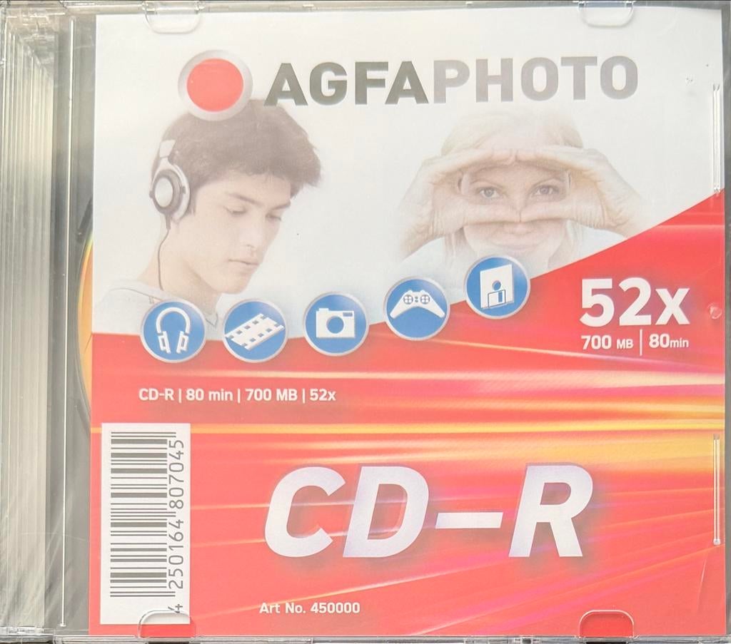 AgfaPhoto CD-R 700MB 52x - 10 stuks, Ophalen of Verzenden, Nieuw, Cd, Op spindel