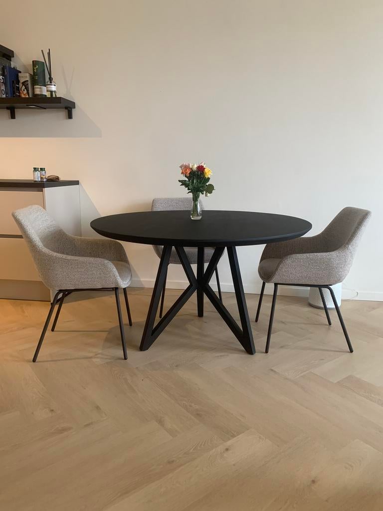Ronde zwarte of naturel eiken tafel, 120, 130, 140, 150, Huis en Inrichting, Ophalen, JOUWtafel.nl, Rond, Niels@jouwtafel.nl