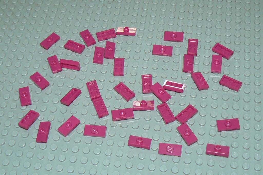 L476 Stenen 1x2 met 1 nop magenta 40 st., Ophalen of Verzenden, Nieuw, Losse stenen, Lego