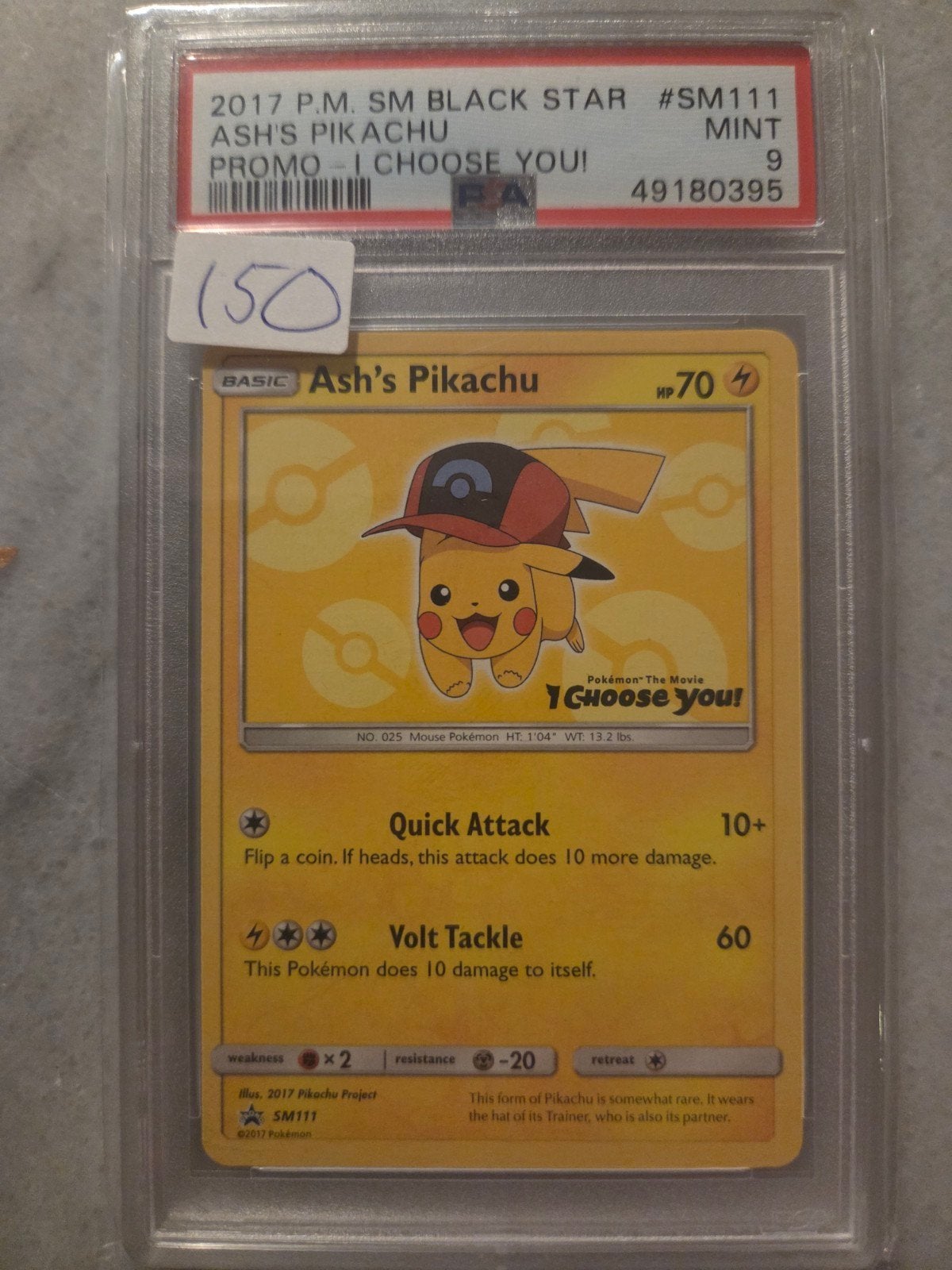 ash's pikachu #sm111 psa 9, Ophalen of Verzenden, Zo goed als nieuw