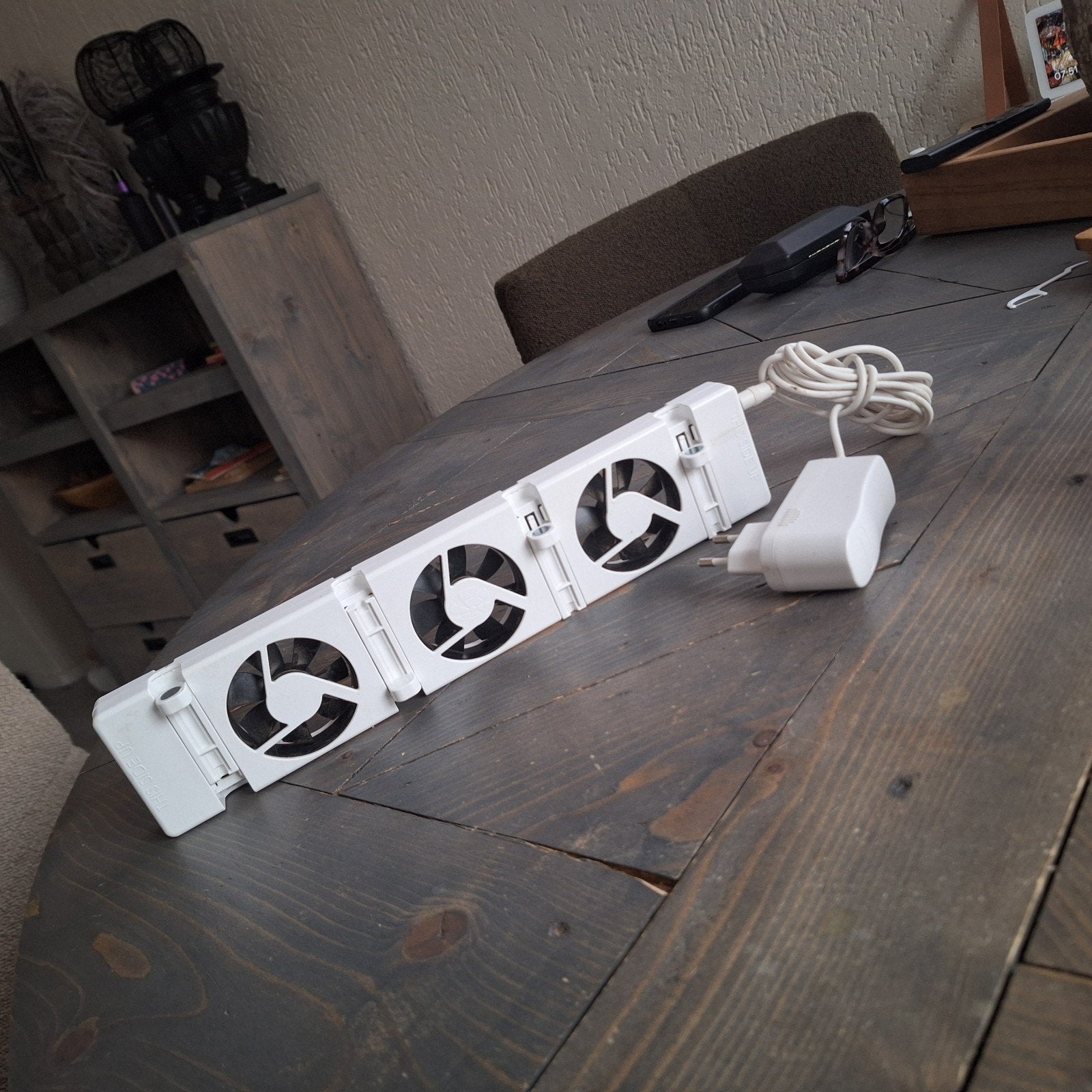 Radiatorventilator met 3 ventilatoren en adapter, Witgoed en Apparatuur, Ventilatoren, Gebruikt, Radiatorventilator, Ophalen of Verzenden