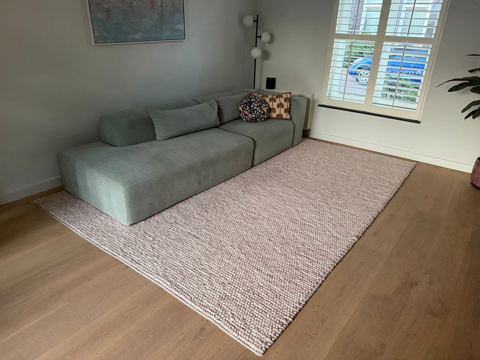 Wollen Vloerkleed Fjell Crème Roze - Handgeweven 240x340cm, Huis en Inrichting, Stoffering | Tapijten en Kleden, Ophalen, 200 cm of meer