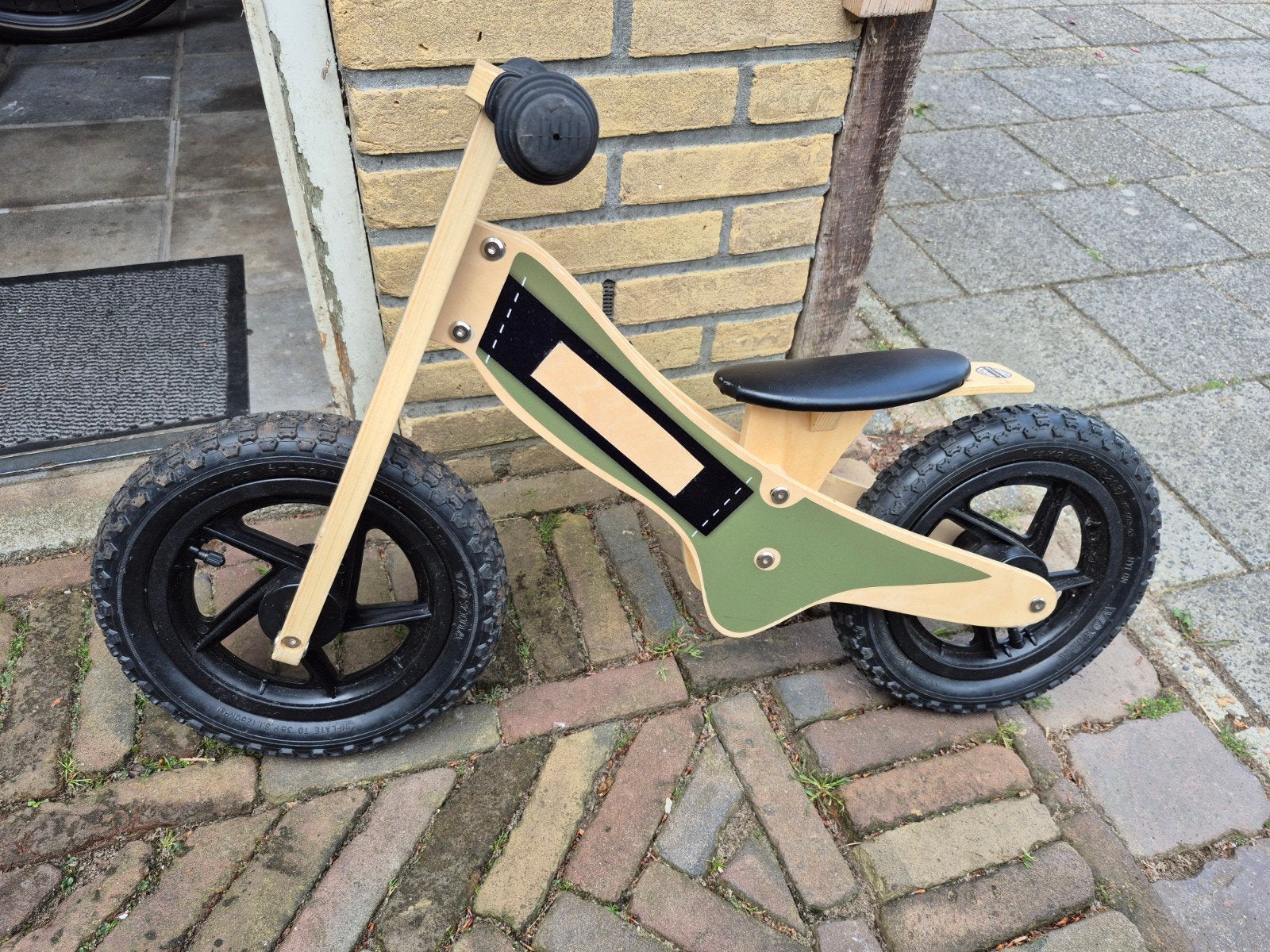 Houten loopfiets - Groen/Naturel 12 inch, Ophalen, Gebruikt, Loopfiets