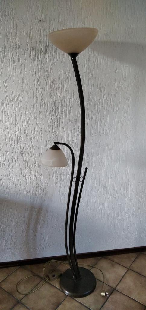 Staande lamp met leeslicht, Ophalen, Gebruikt, Vintage, Glas