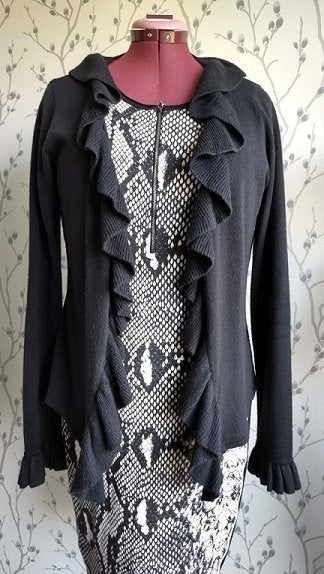Stroke Zwart Vest met ruches langs panden/mouwen in maat XL, Zwart, Maat 46/48 (XL) of groter, Ophalen of Verzenden, Zo goed als nieuw