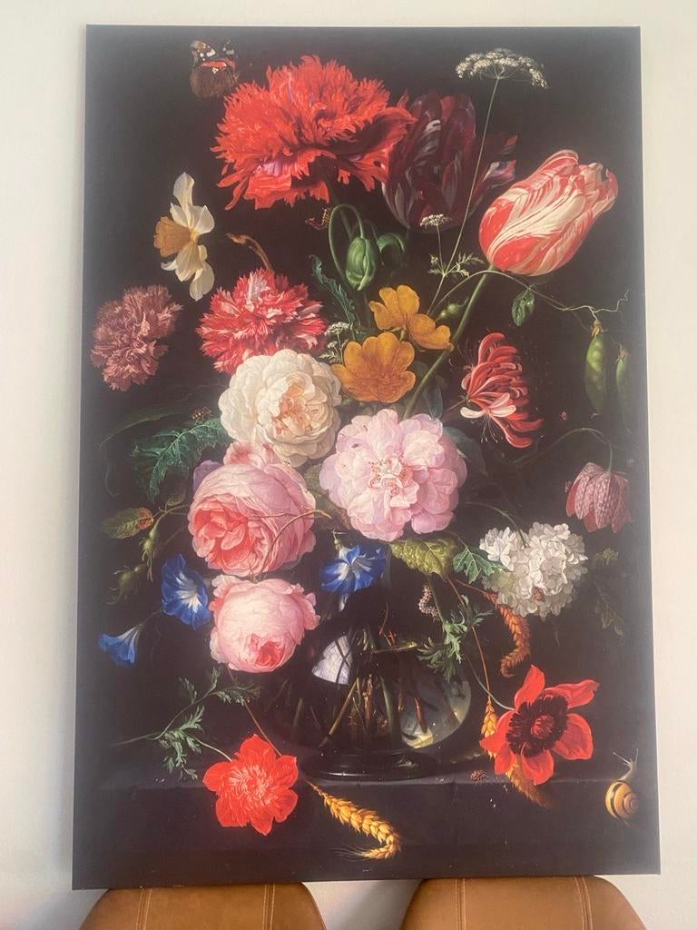 Prachtig bloemenschilderij op canvas - 100x150 cm, Nieuw, Ophalen of Verzenden, Schilderij, 75 tot 100 cm