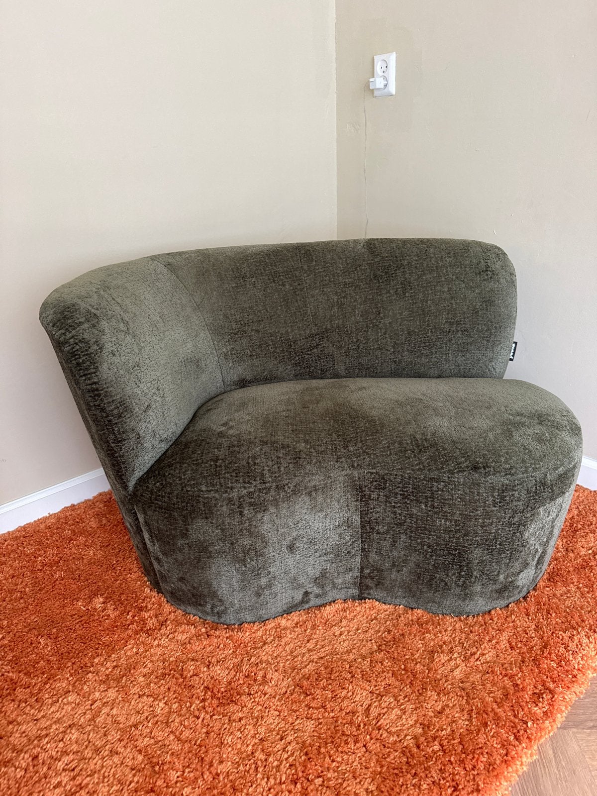 ZGAN Fauteuil Warmgroen Velvet Structuur, Ophalen, Eenpersoons, Nieuw, 75 tot 100 cm
