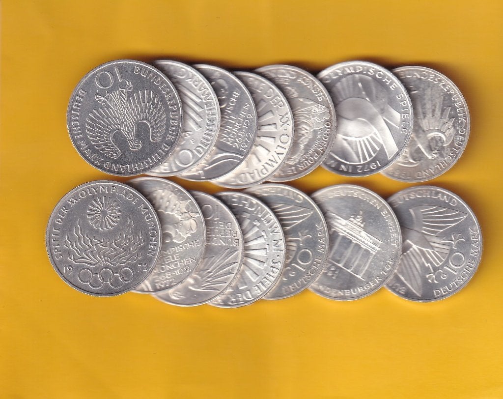 Duitsland   14 Zilveren 10 Mark munten Divers, Verzenden, Duitsland, Setje, Zilver