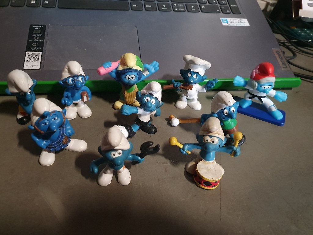 10 vintage smurfen, Verzamelen, Ophalen, Gebruikt, Verschillende Smurfen