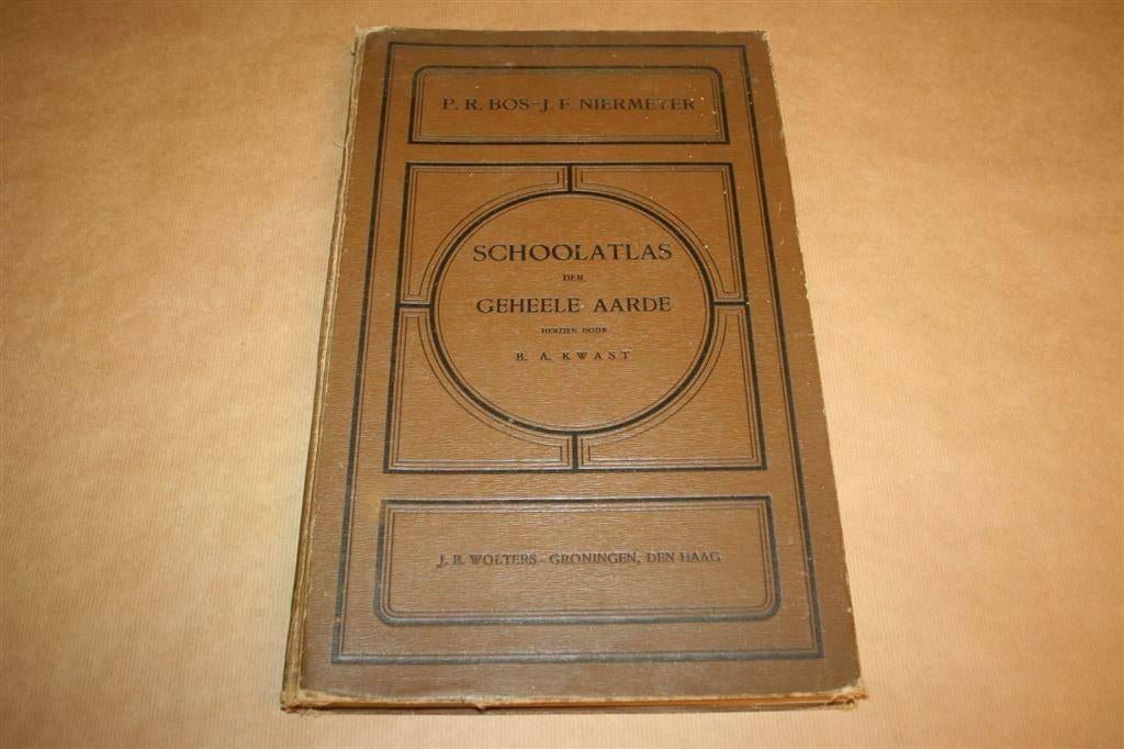 Bos - Schoolatlas der Geheele Aarde 1929, Boeken, Atlassen en Landkaarten, Gelezen, Landkaart, Wereld, 1800 tot 2000, Ophalen of Verzenden