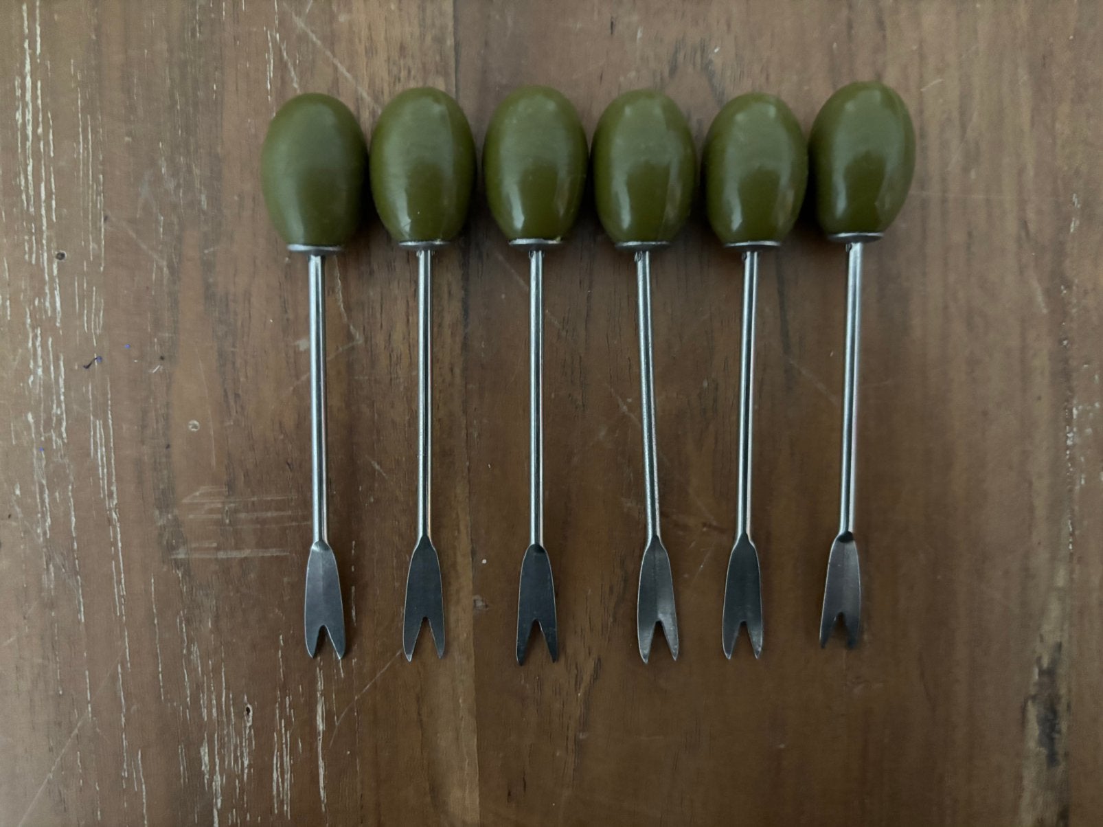 Cocktailvorkjes met olijfdesign, Ophalen of Verzenden, Zo goed als nieuw, Overige typen