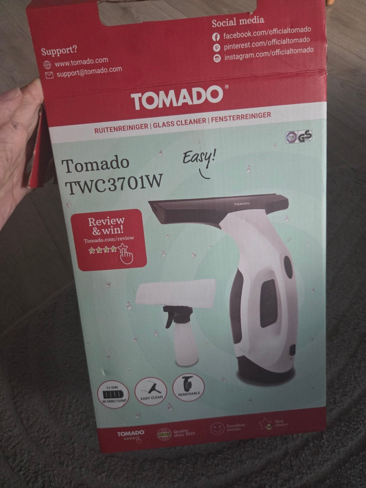 Tomado ruitenreiniger - Draadloos, Ophalen, Zo goed als nieuw