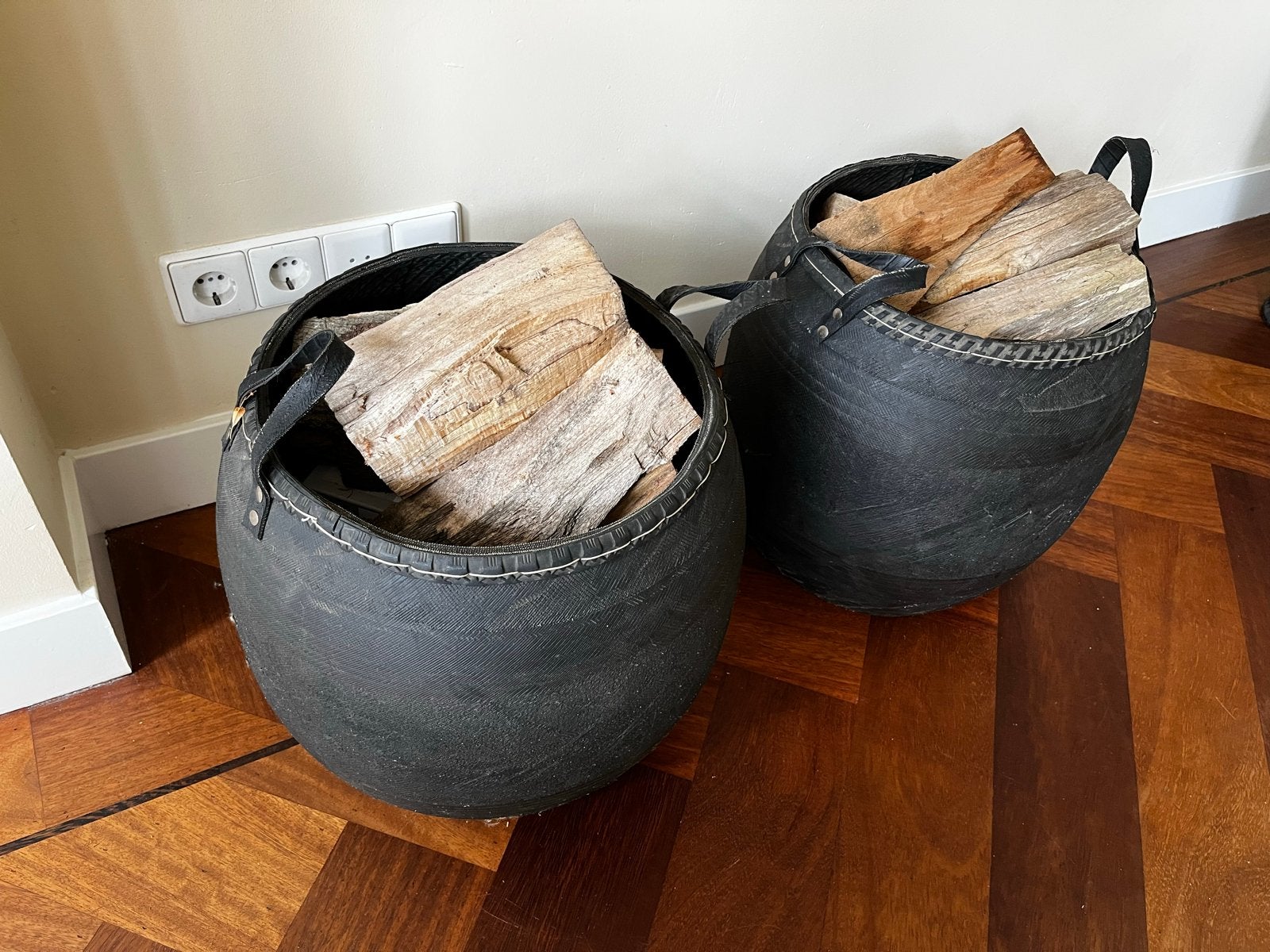 Stoere, duurzame houtmanden van gerecycled rubber (set van 2, Ophalen, Overige materialen, Minder dan 50 cm, Gebruikt