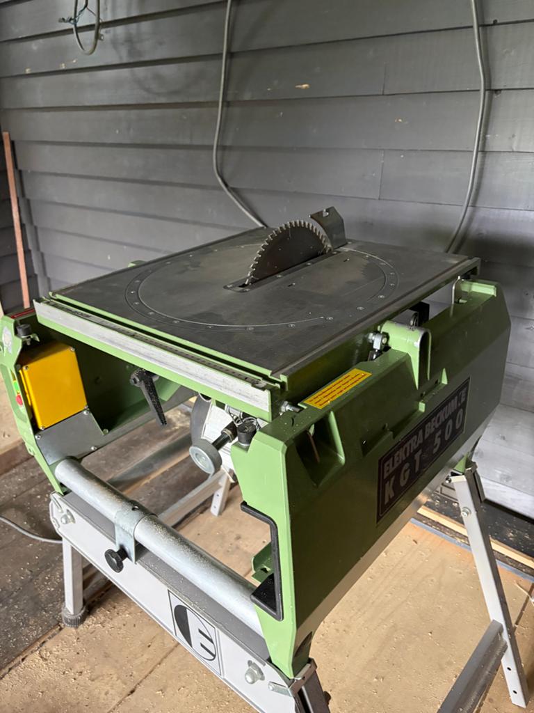 Elektra Beckum KGT 500 Afkort- en Tafelzaag nieuw zaagblad, Doe-het-zelf en Verbouw, Ophalen, 70 mm of meer, 600 tot 1200 watt