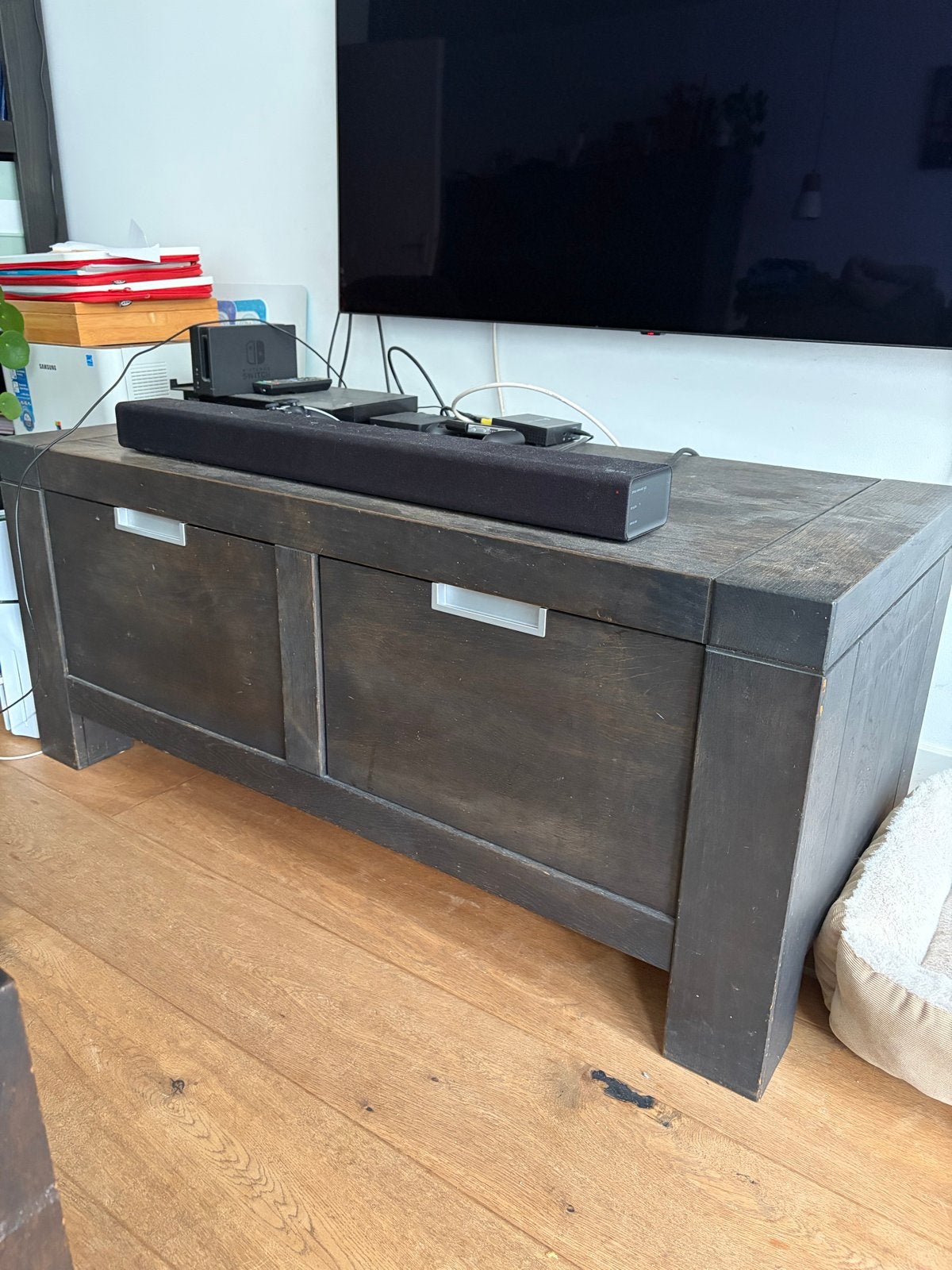 Vintage TV-meubel/kast van hout walnoot bruin, Ophalen, Gebruikt, 100 tot 150 cm, Minder dan 100 cm