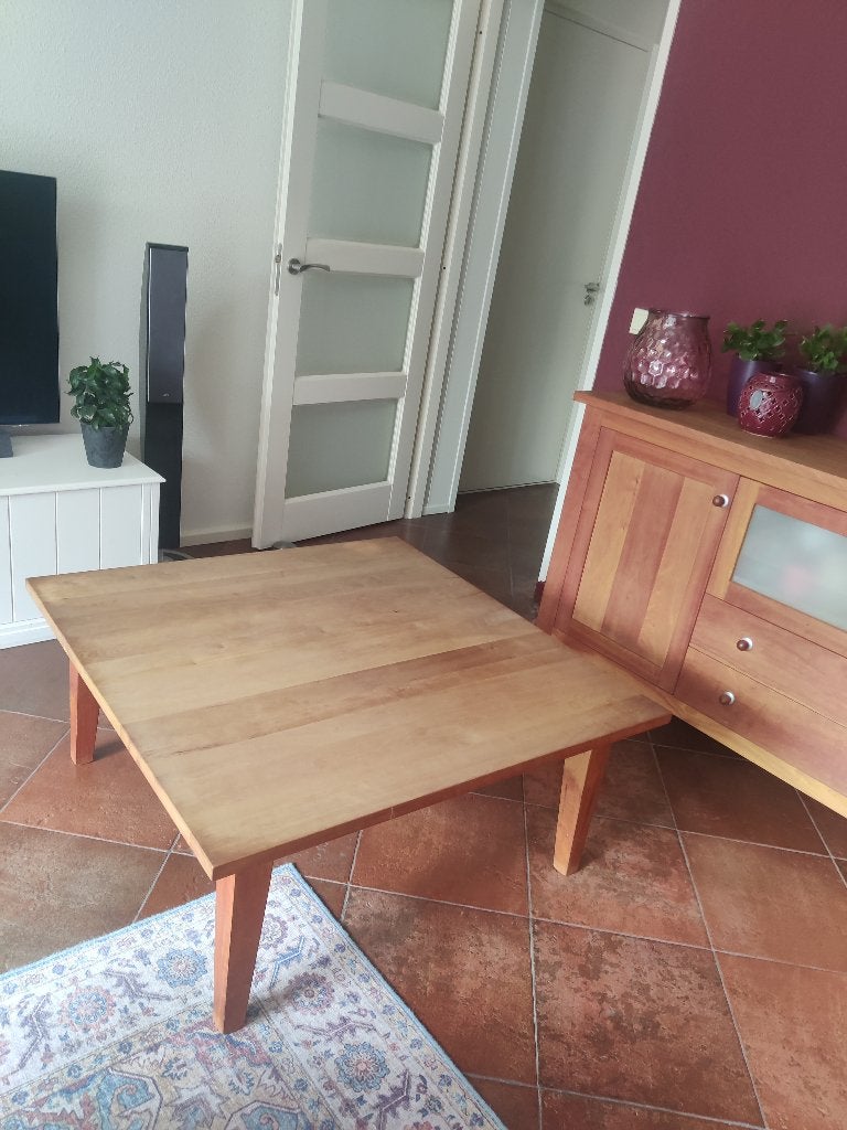 Salontafel kersenhout in olie, Huis en Inrichting, Tafels | Salontafels, Ophalen, Gebruikt, 100 tot 150 cm, Vierkant