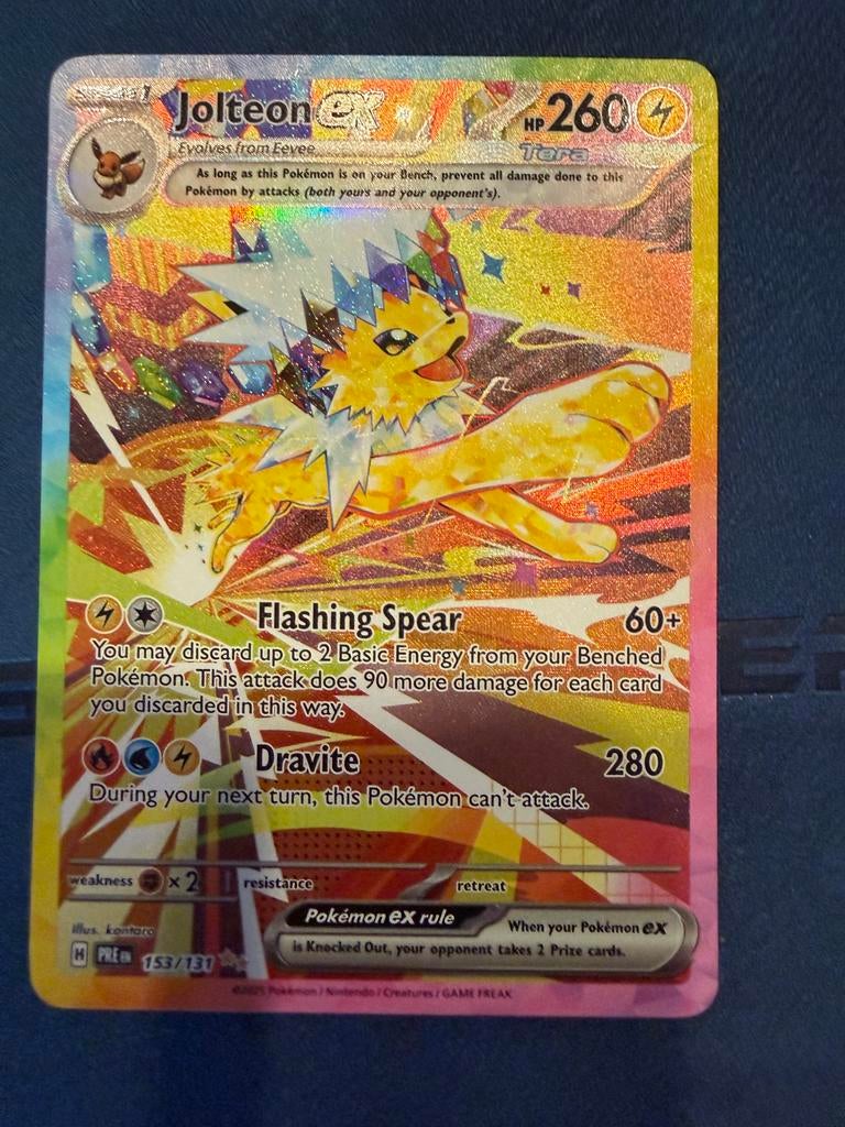 Jolteon EX Full Art Pokémon 153/130 prismatic evolution, Ophalen of Verzenden, Zo goed als nieuw, Losse kaart, Foil