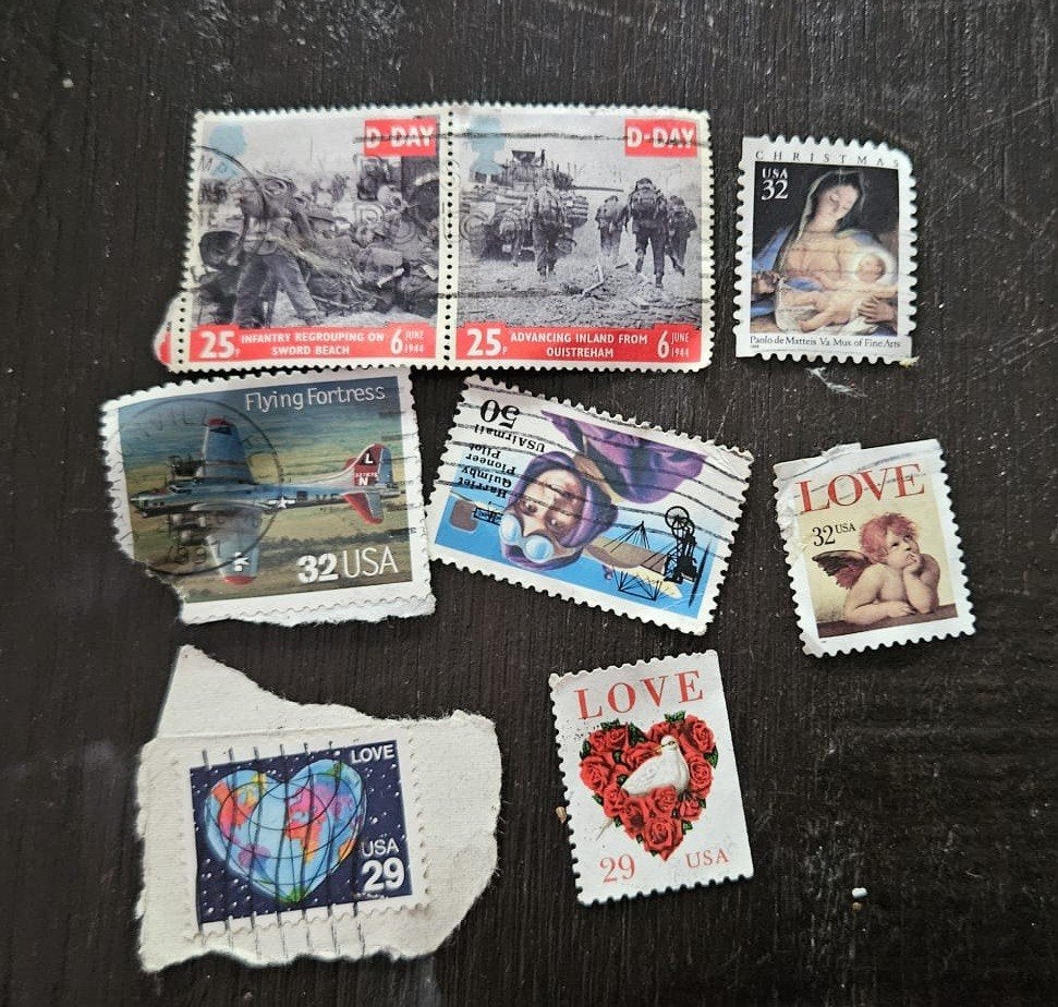 Verzameling Amerikaanse postzegels (D-Day, Liefde, Kerst), Ophalen of Verzenden, Setje