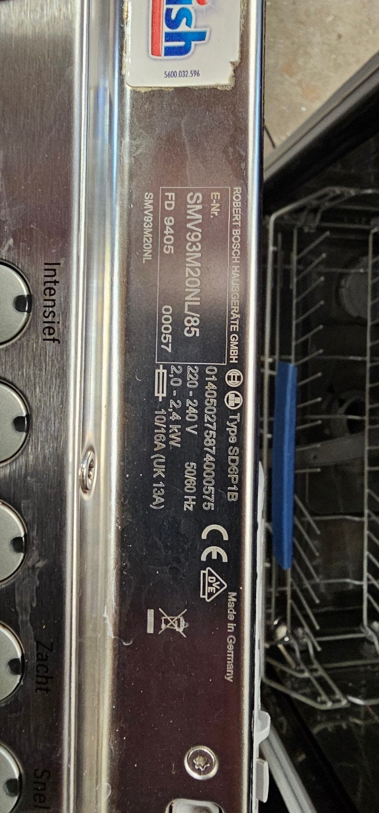 Bosch Inbouw Vaatwasser SMV93M20NL/85 - Zo goed als nieuw, Witgoed en Apparatuur, Ophalen