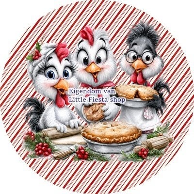 lf309 icing frosting kippen kerst 19cm eetbare taart print, Ophalen of Verzenden, Nieuw, Taarten, Versiering