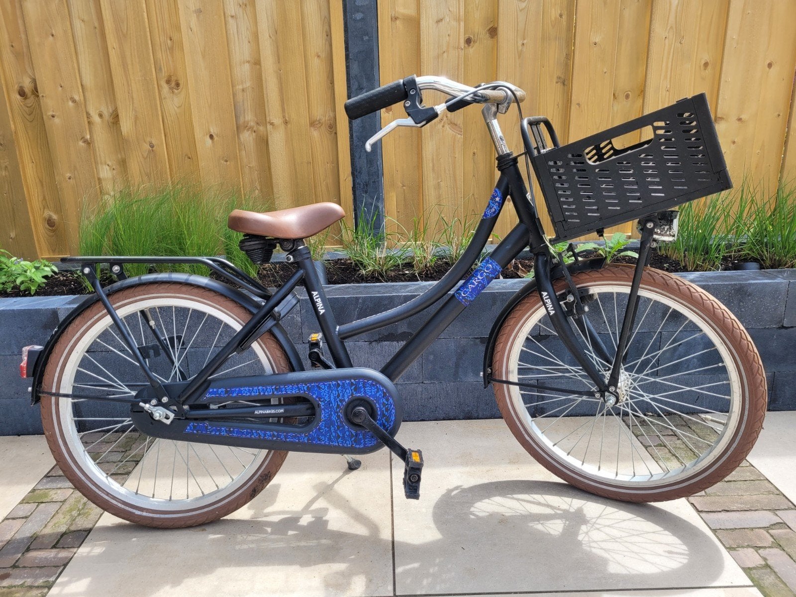 Stoere Alpina Cargo 20 inch meisjesfiets met krat, Fietsen en Brommers, Fietsen | Meisjes, Ophalen, Terugtraprem, Gebruikt, Handrem