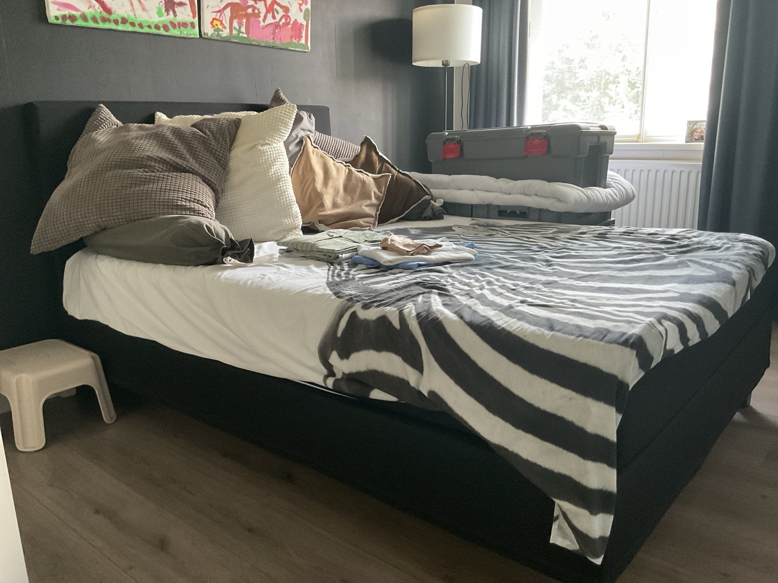 Bed 200x140 cm met topdekmatras - Goede staat, Huis en Inrichting, Ophalen, Gebruikt, Tweepersoons, 140 cm