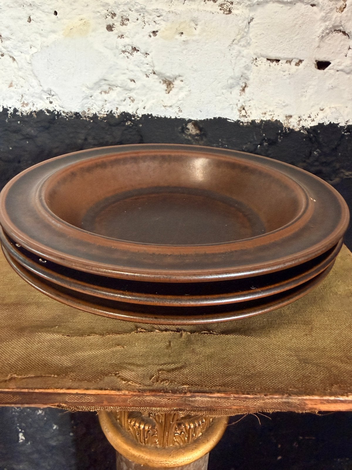 Set drie diepe vintage borden Arabia Ruska, Vintage, Ophalen of Verzenden, Bord(en), Aardewerk