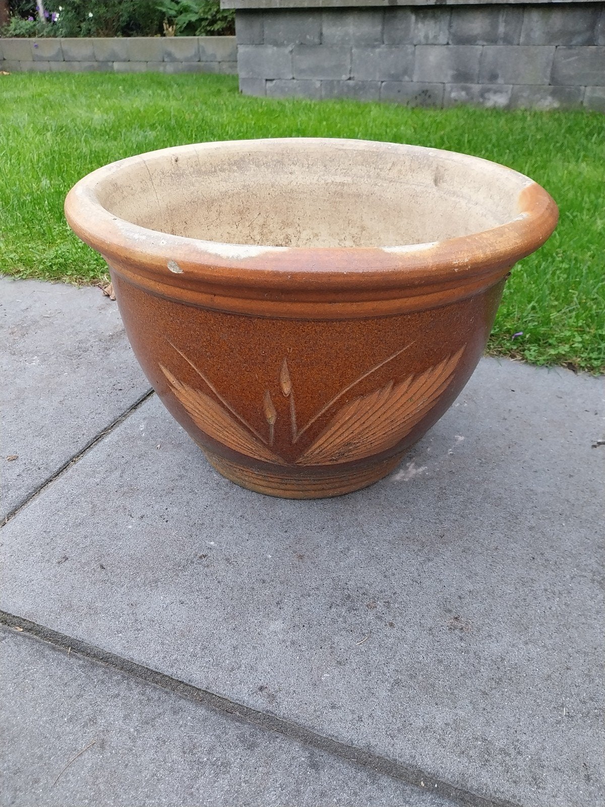 Grote buiten bloempot - Bruin aardewerk, Tuin en Terras, Ophalen, Gebruikt, 40 cm of meer, Rond