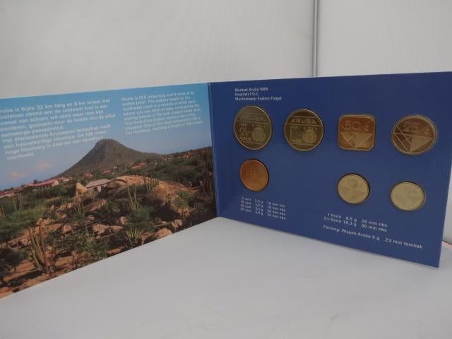 FDC Muntset Aruba 1989 in cassette van 's Rijks Munt Utrecht, Postzegels en Munten, Munten | Nederland, Ophalen of Verzenden, Koningin Beatrix
