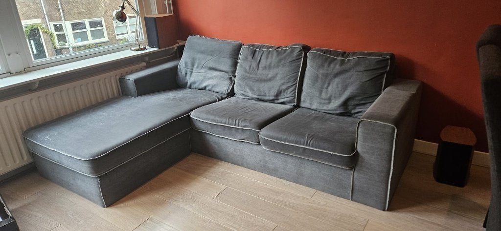Gratis af te halen: Grijze hoekbank, Ophalen, Gebruikt, Hoekbank, 75 tot 100 cm