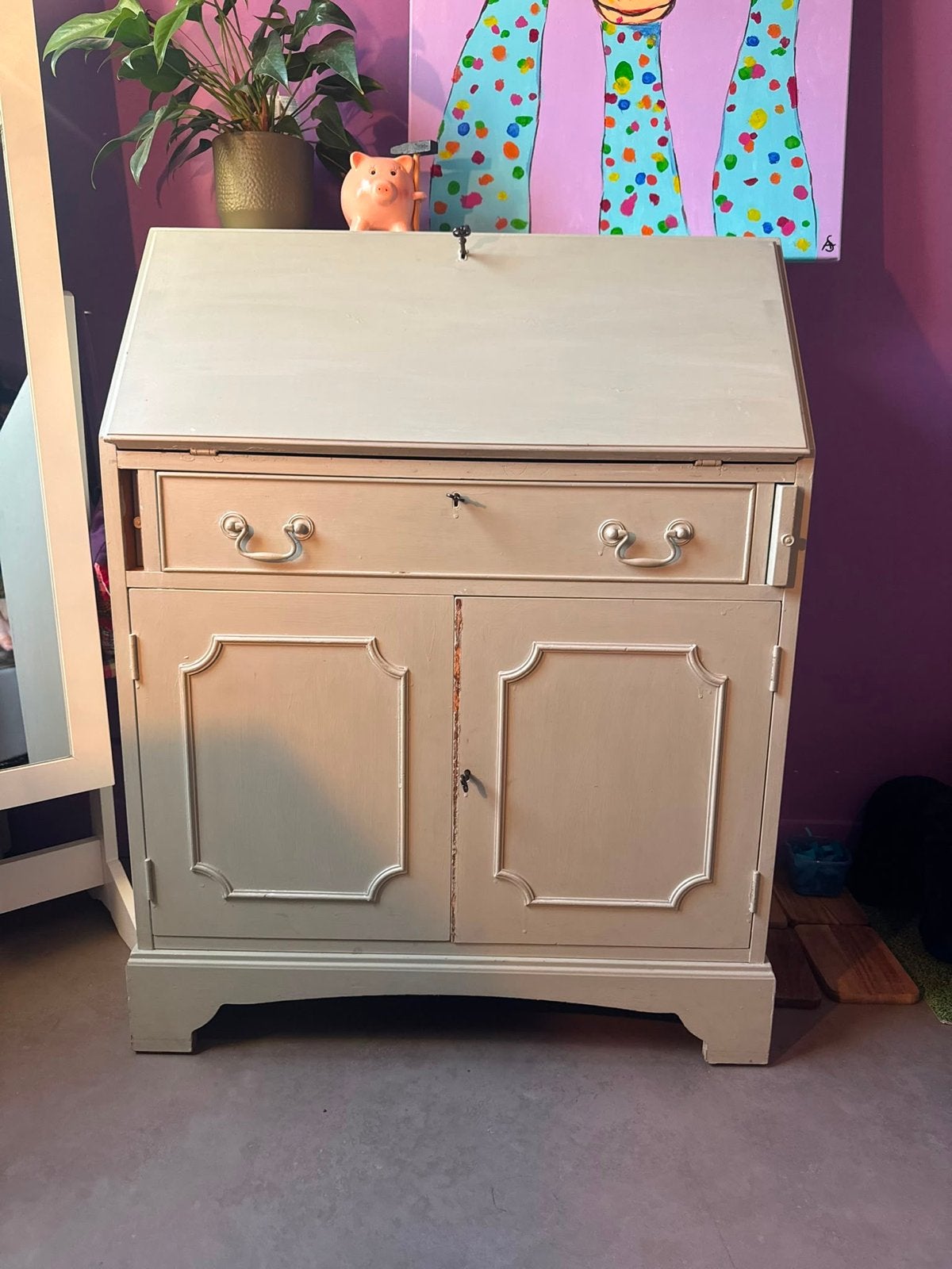 Vintage secretaire/bureau met opbergruimte, Antiek en Kunst, Antiek | Meubels | Kasten, Ophalen