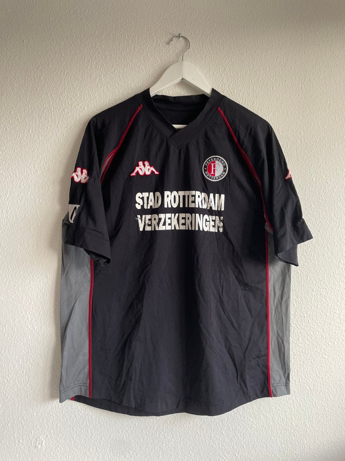 Feyenoord Kappa Trainingsshirt SRV Zwart, Sport en Fitness, Voetbal, Maat XL, Ophalen of Verzenden, Gebruikt, Shirt