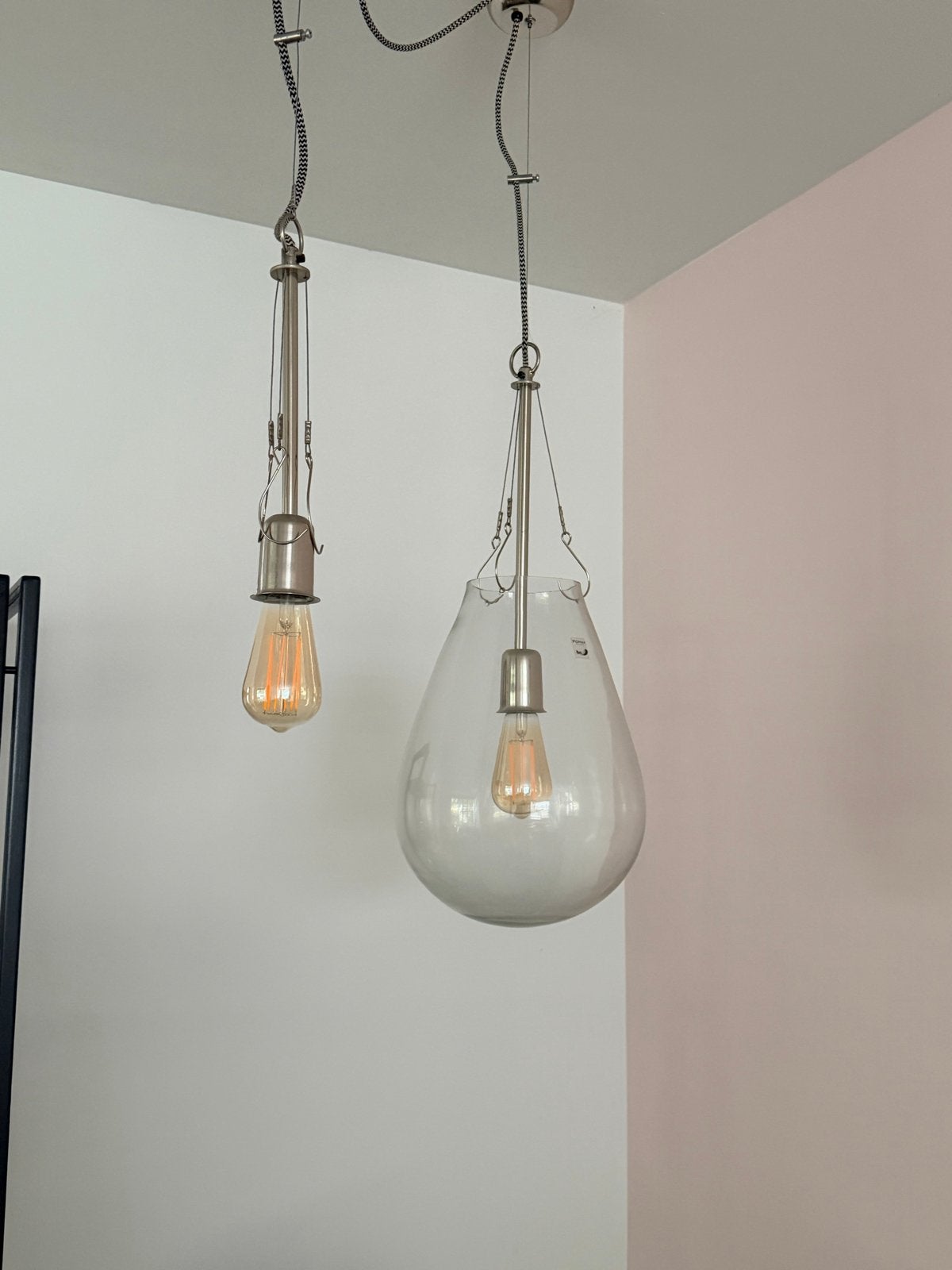 Pomax hanglampen set - 1 glazen lamp kapot, Ophalen of Verzenden, Gebruikt, Glas