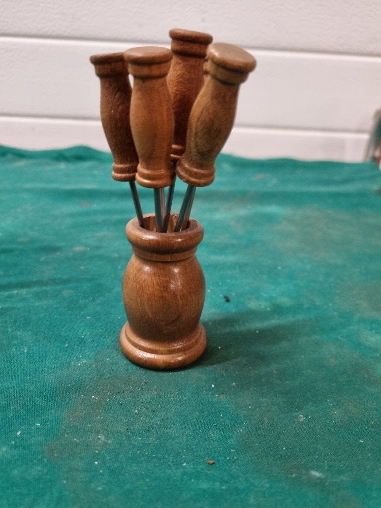 prikkers in houten houder vintage, Ophalen of Verzenden, 'T Olde Gre-j, Info@toldegrej.nl, Endepoelstraat 20f Didam