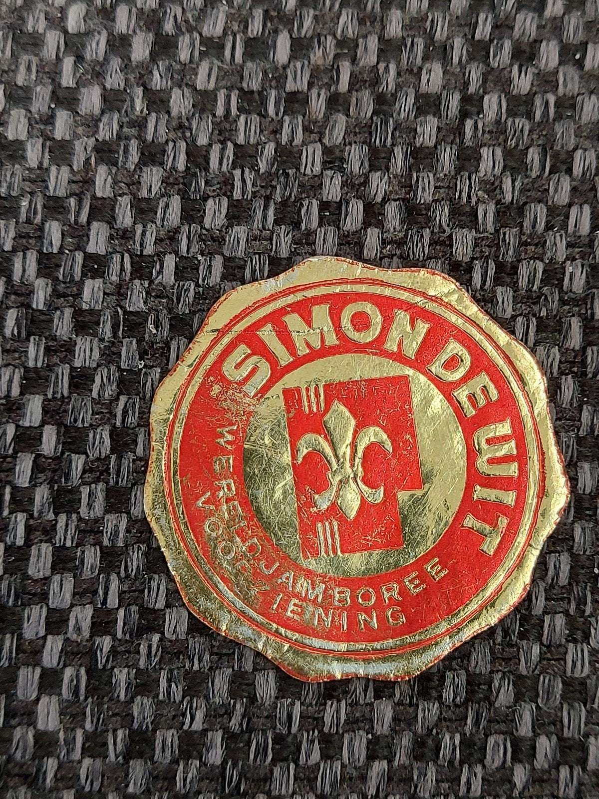 Sluitzegel Wereld Jamboree voorziening Simon de Wit, Verzamelen, Scouting, Verzenden, Embleem, Speld of Insigne
