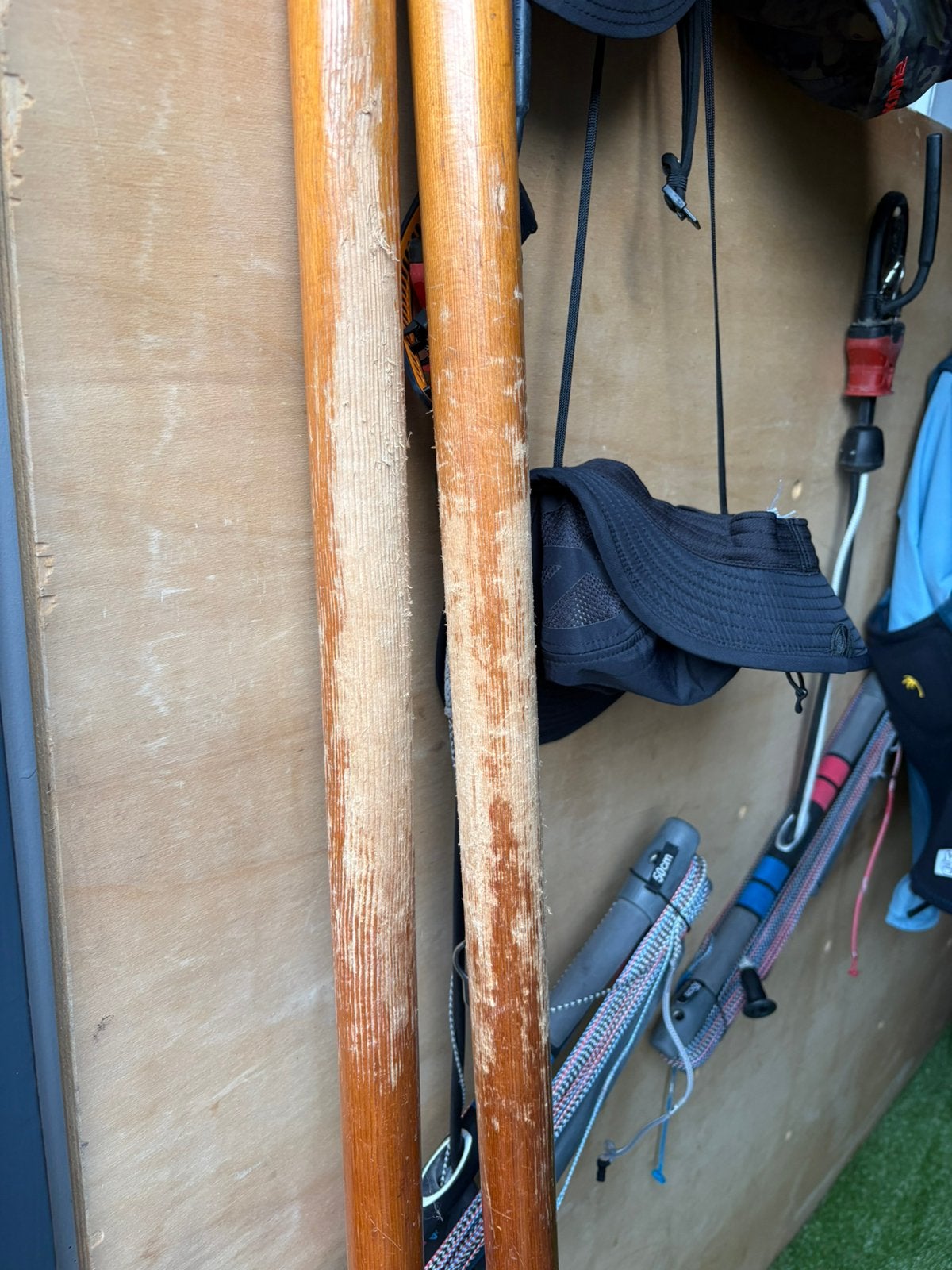 Houten roeispanen / peddels, Ophalen, Gebruikt