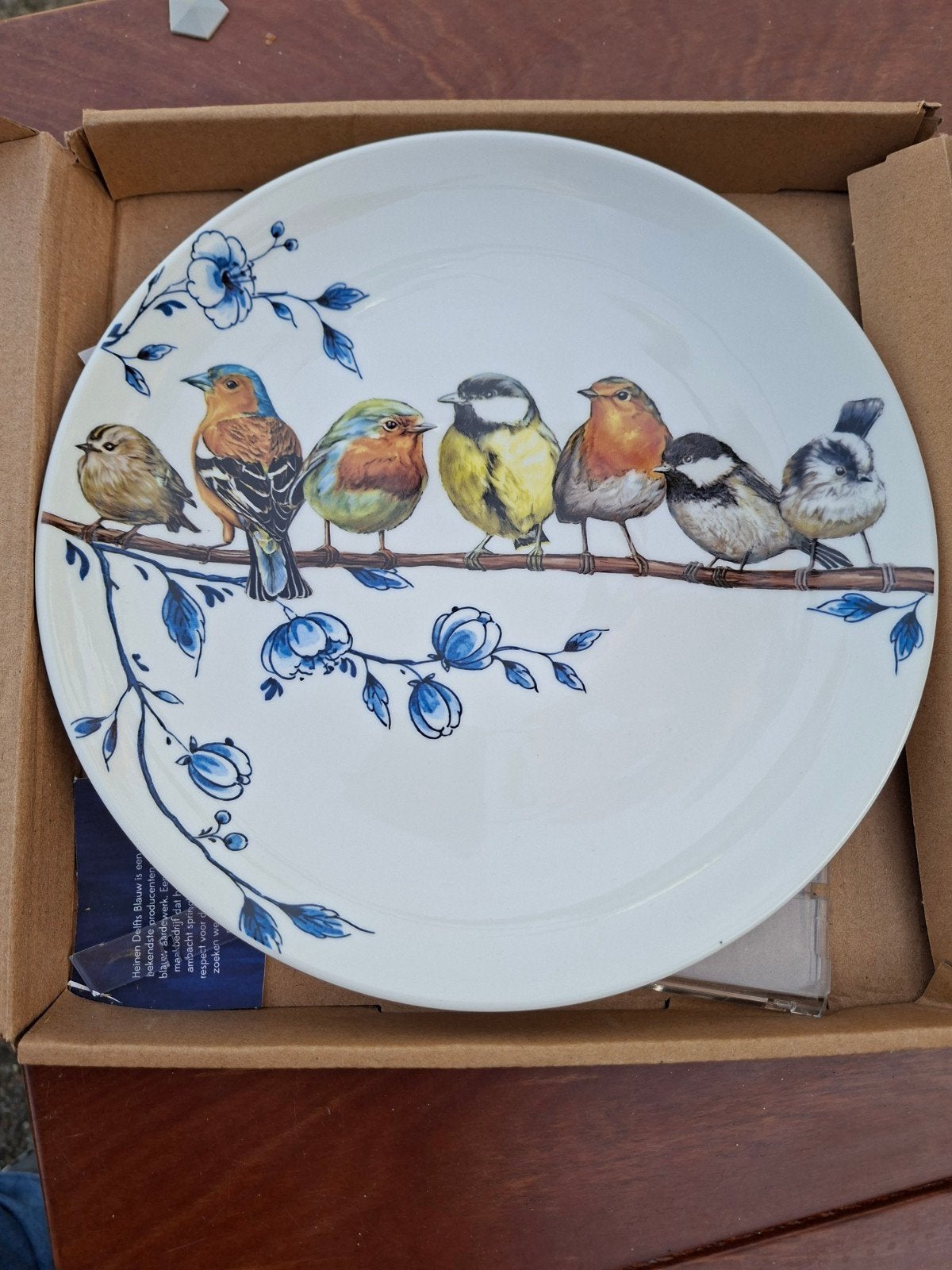 Heijnen Delfts blauw bord bosvogels., Ophalen, Nieuw, Blauw, Steen/keramiek