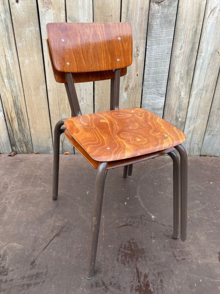Tubax Pagwood (60 op voorraad), Gebruikt, Bruin, Vintage kantinestoelen, Ophalen of Verzenden