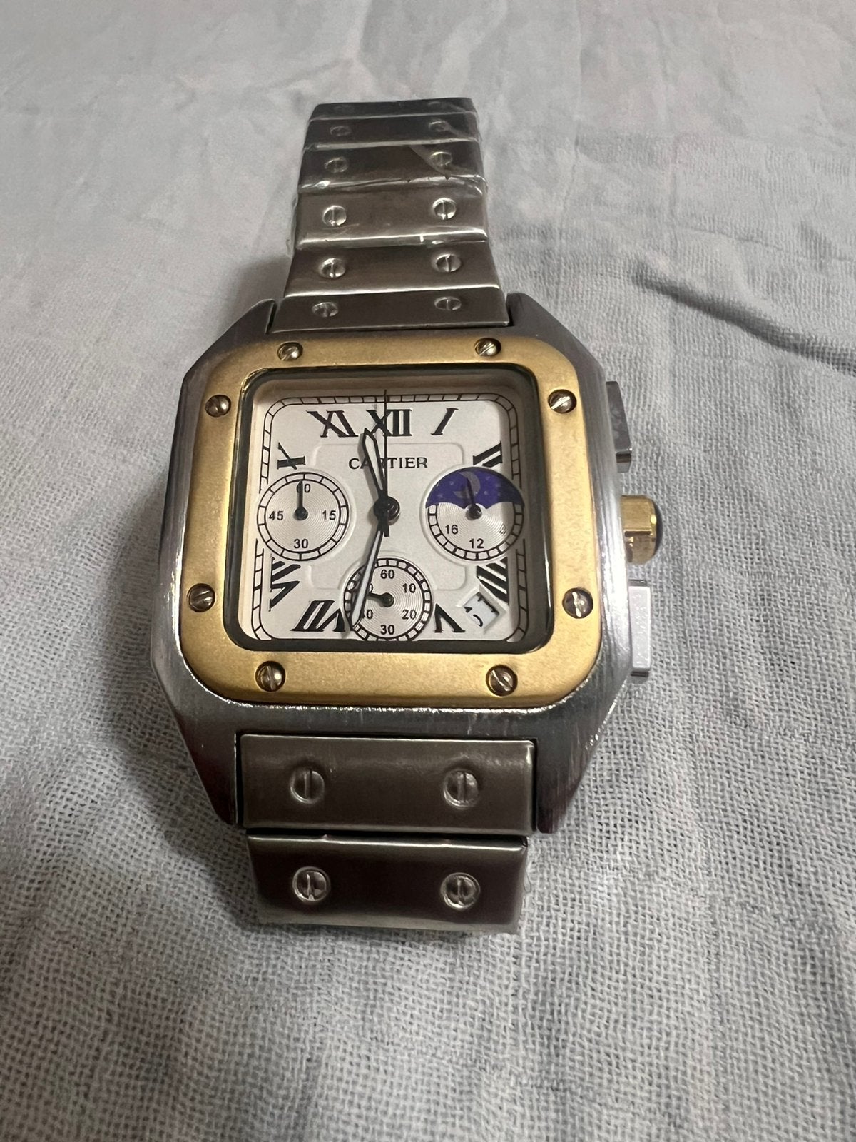 Cartier Santos 100 Xxl, Ophalen of Verzenden, Zo goed als nieuw, Staal, Overige merken