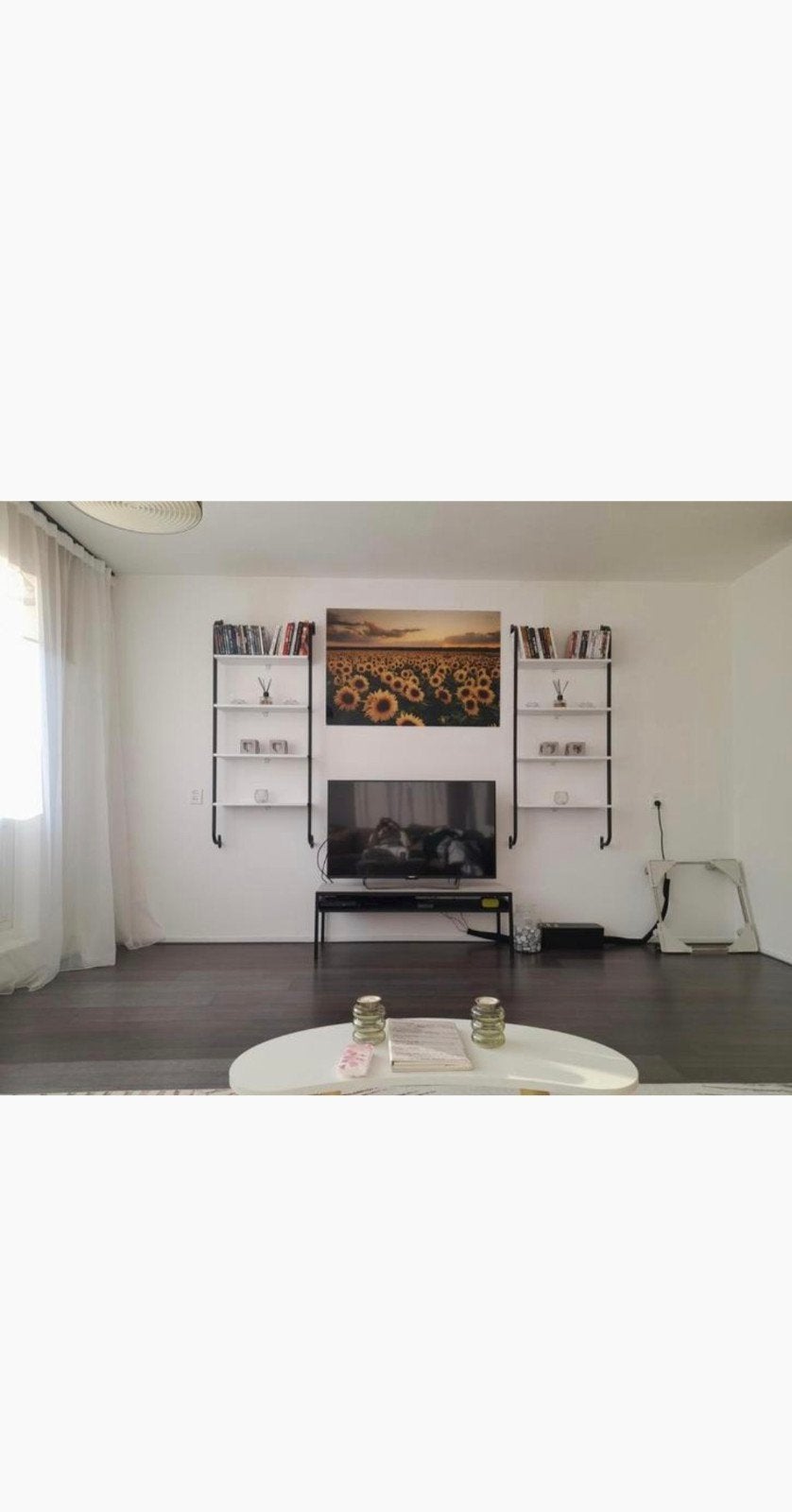 Witte wandplanken met zwart metalen frame, Ophalen, Met plank(en), Minder dan 50 cm, Gebruikt