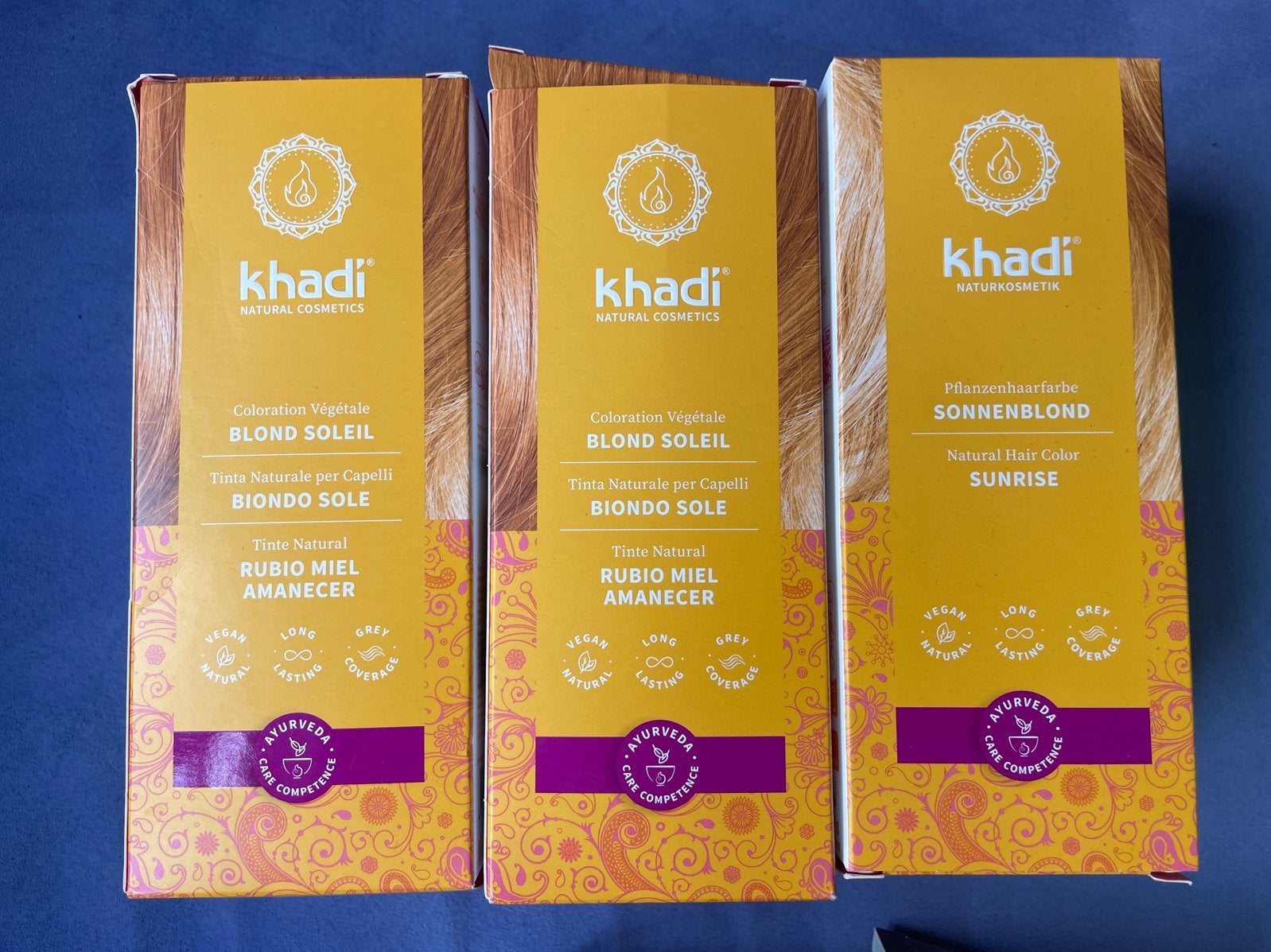 3x Khadi Natuurlijke Haarverf Blond Soleil / Sonnenblond, Ophalen of Verzenden, Nieuw, Overige typen