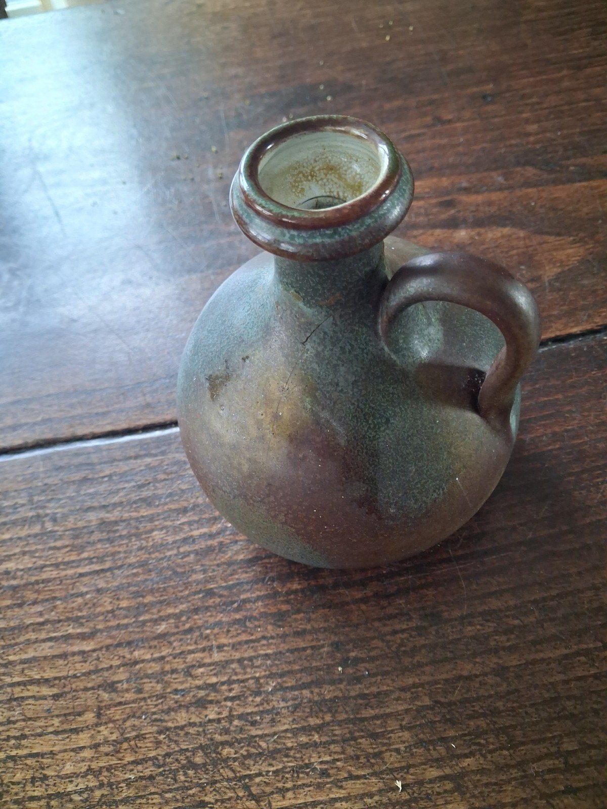 Vintage Terracotta Stoneware Kruikje - Handgemaakt, Antiek en Kunst, Ophalen of Verzenden