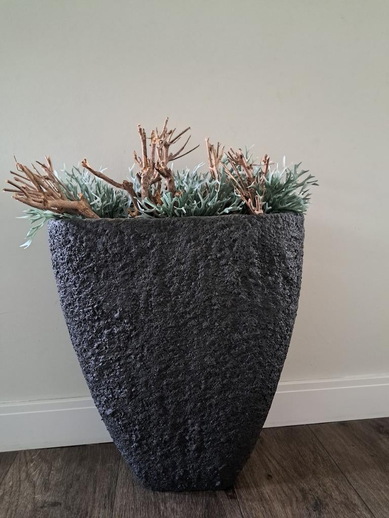 Grote Grijze Stenen Bloempot - 58 cm Hoog, 50 cm Breed, Ophalen, Steen, Gebruikt, 40 cm of meer