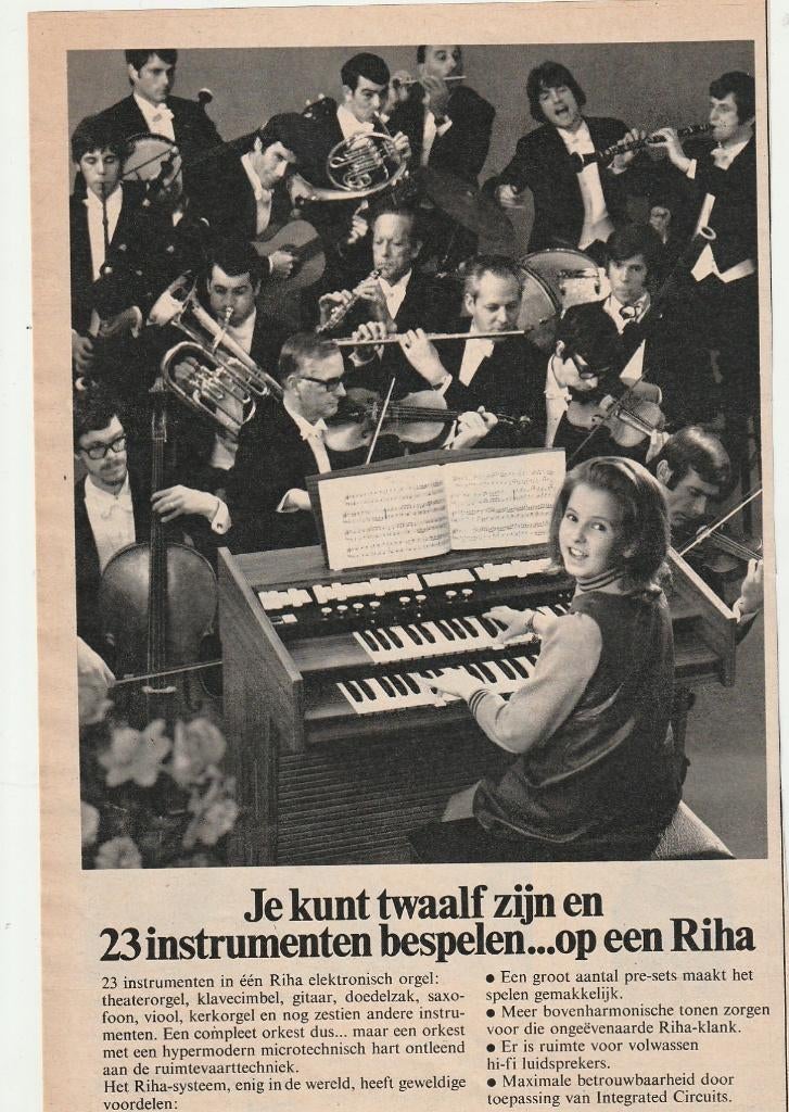 retro reclame 1970 Riha orgel meisje met orkest, Verzenden, Overige typen