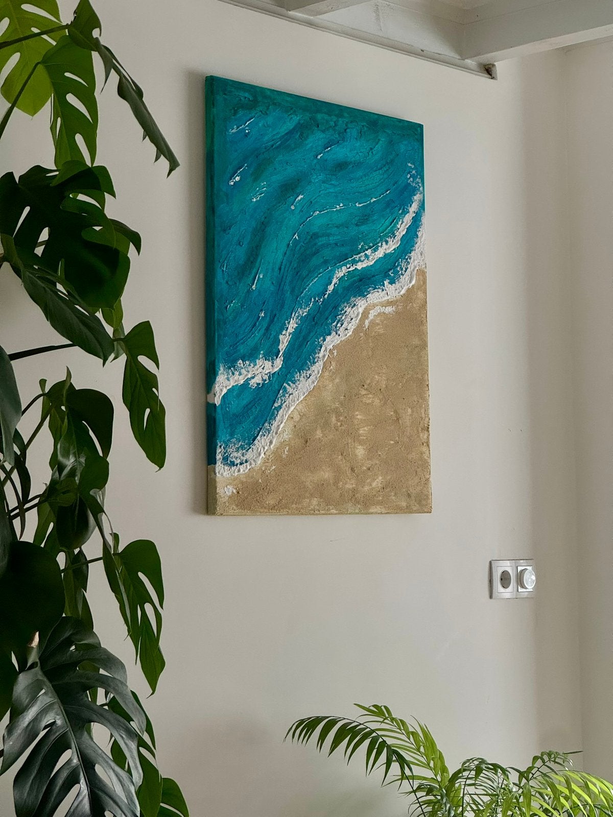 Textured Canvas Art – Abstract Strand Schilderij, Ophalen