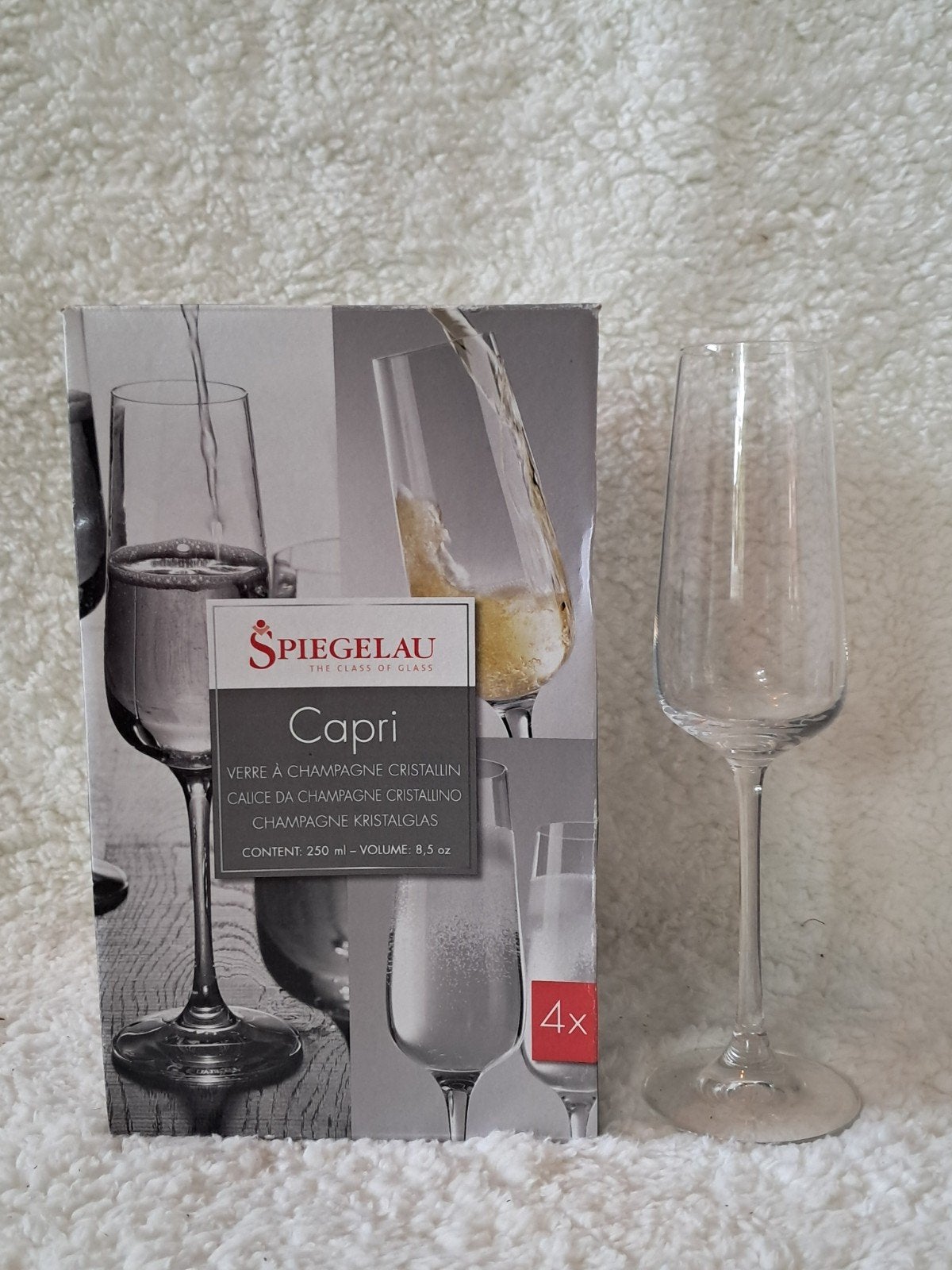 Spiegelau Capri Champagne Kristalglazen - Set van 4, Glas of Glazen, Overige merken, Nieuw, Ophalen of Verzenden