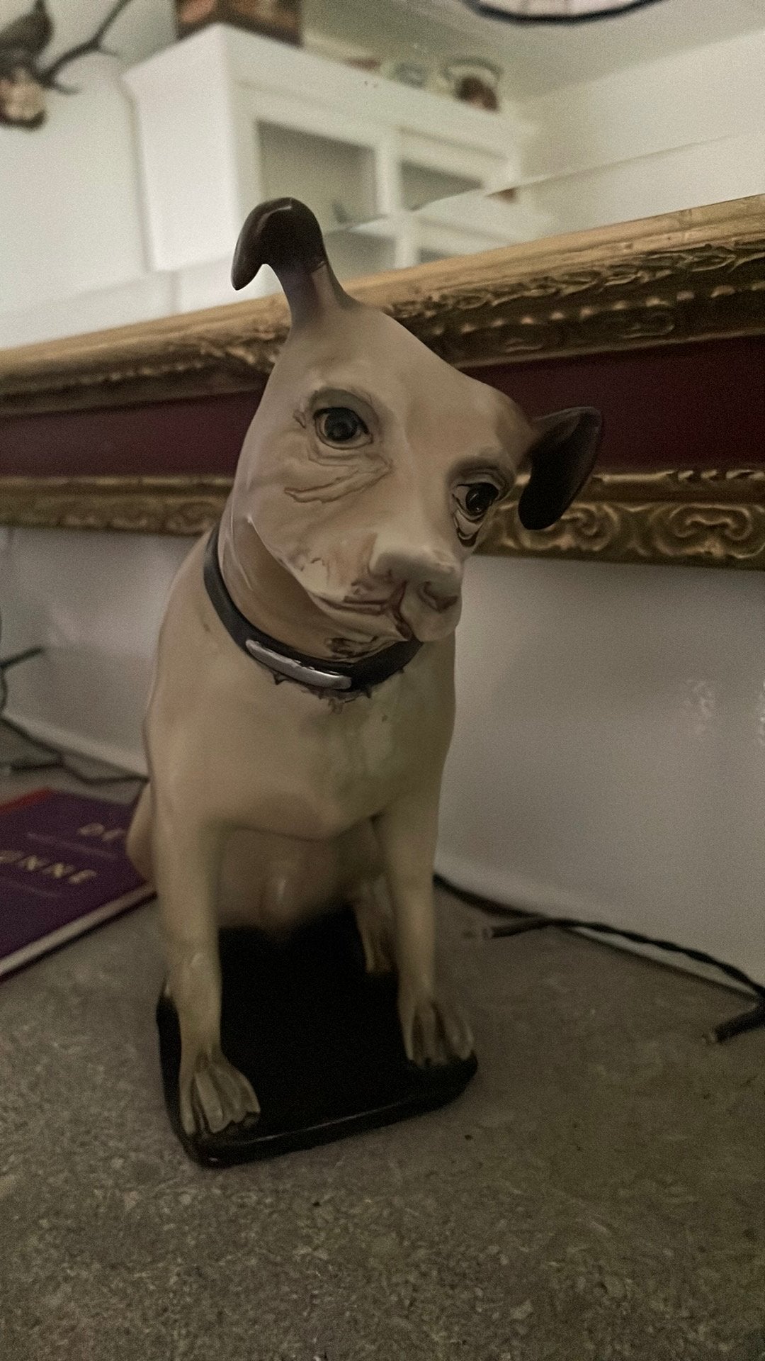 Beeld van Vintage reclamefiguur van Nipper Hond, Overige onderwerpen, Gips, Ophalen of Verzenden, 20 - 50 cm